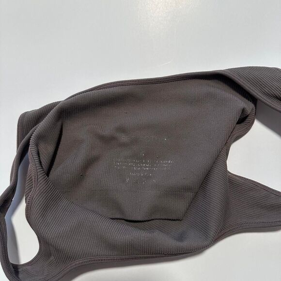 SET ACTIVE Ribbed Sporty Bra  XS/S | Chocolate Brown Athleisure Essential - Picture 3 of 3